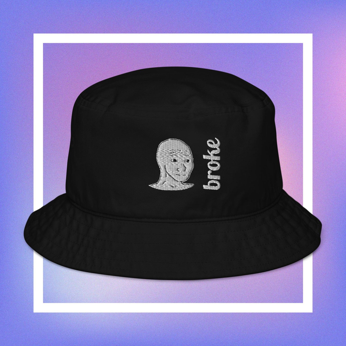 Unisex WOJAK embroidered bucket hat with high-quality stitching, breathable cotton fabric, and a relaxed fit. Perfect for meme lovers and streetwear enthusiasts.