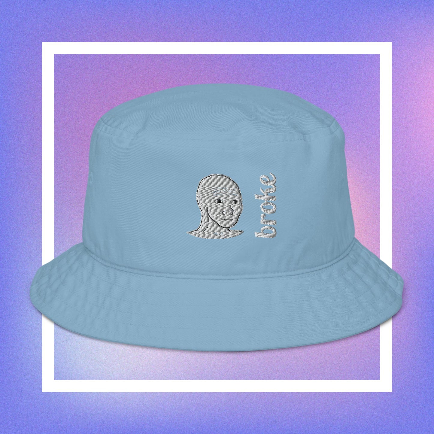 Unisex WOJAK embroidered bucket hat with high-quality stitching, breathable cotton fabric, and a relaxed fit. Perfect for meme lovers and streetwear enthusiasts.