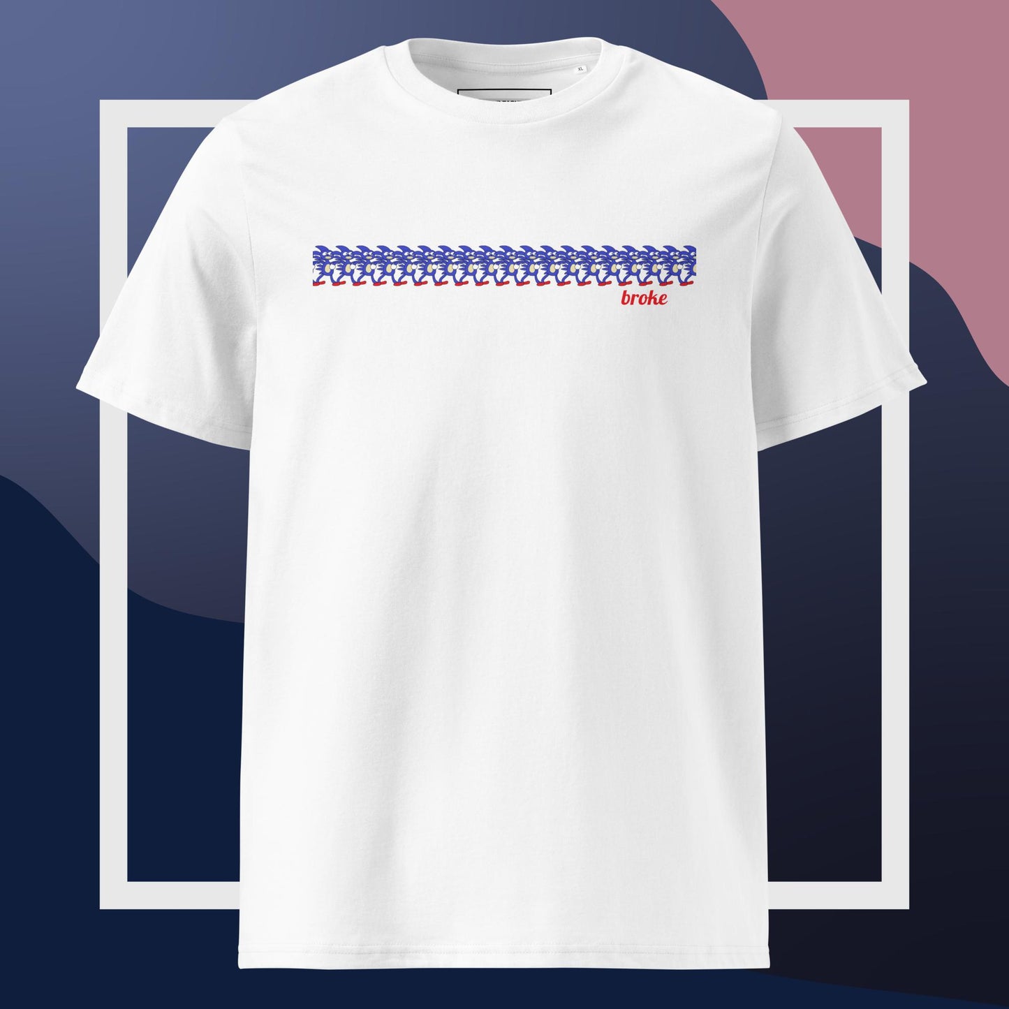 Unisex SANIC printed T-shirt with high-quality, vibrant print on soft cotton fabric. Perfect for meme lovers and streetwear enthusiasts.