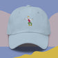 Unisex CHAD embroidered dad hat with high-quality stitching, adjustable strap, and breathable cotton fabric. Perfect for meme lovers and streetwear enthusiasts.