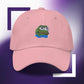 Unisex PEPE embroidered dad hat with high-quality stitching, adjustable strap, and breathable cotton fabric. Perfect for meme lovers and streetwear enthusiasts.
