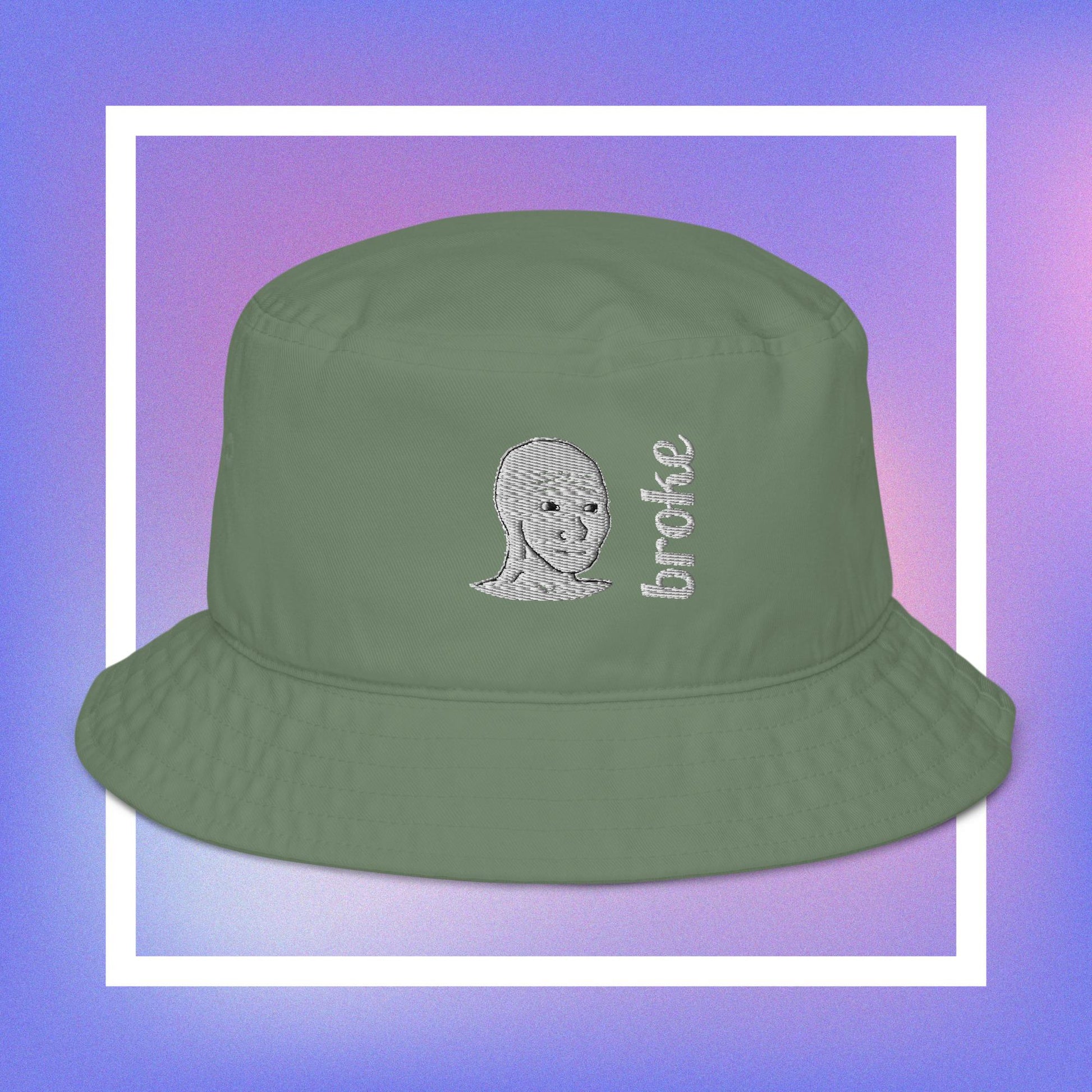 Unisex WOJAK embroidered bucket hat with high-quality stitching, breathable cotton fabric, and a relaxed fit. Perfect for meme lovers and streetwear enthusiasts.
