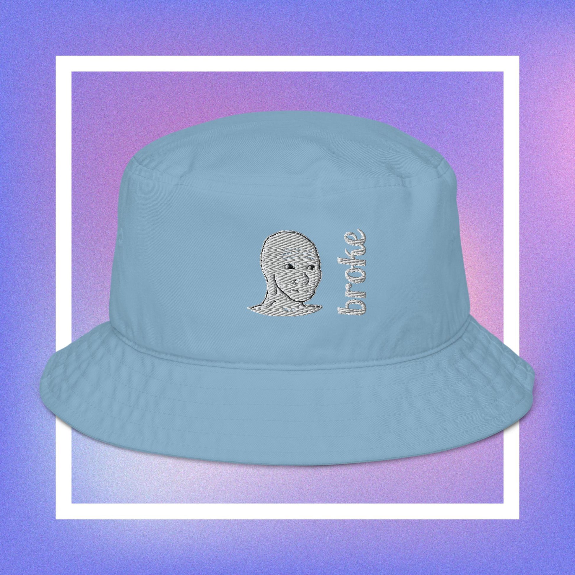 Unisex WOJAK embroidered bucket hat with high-quality stitching, breathable cotton fabric, and a relaxed fit. Perfect for meme lovers and streetwear enthusiasts.