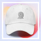 Unisex WOJAK embroidered dad hat with high-quality stitching, adjustable strap, and breathable cotton fabric. Perfect for meme lovers and streetwear enthusiasts.